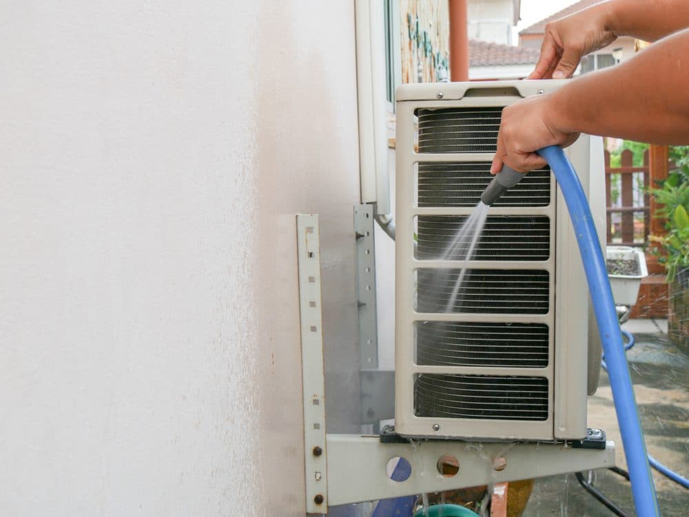 cleaning outdoor air conditioner