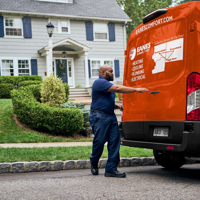 An Eanes technician arrives at a home ready to provide expert HVAC, plumbing, and electrical services.
