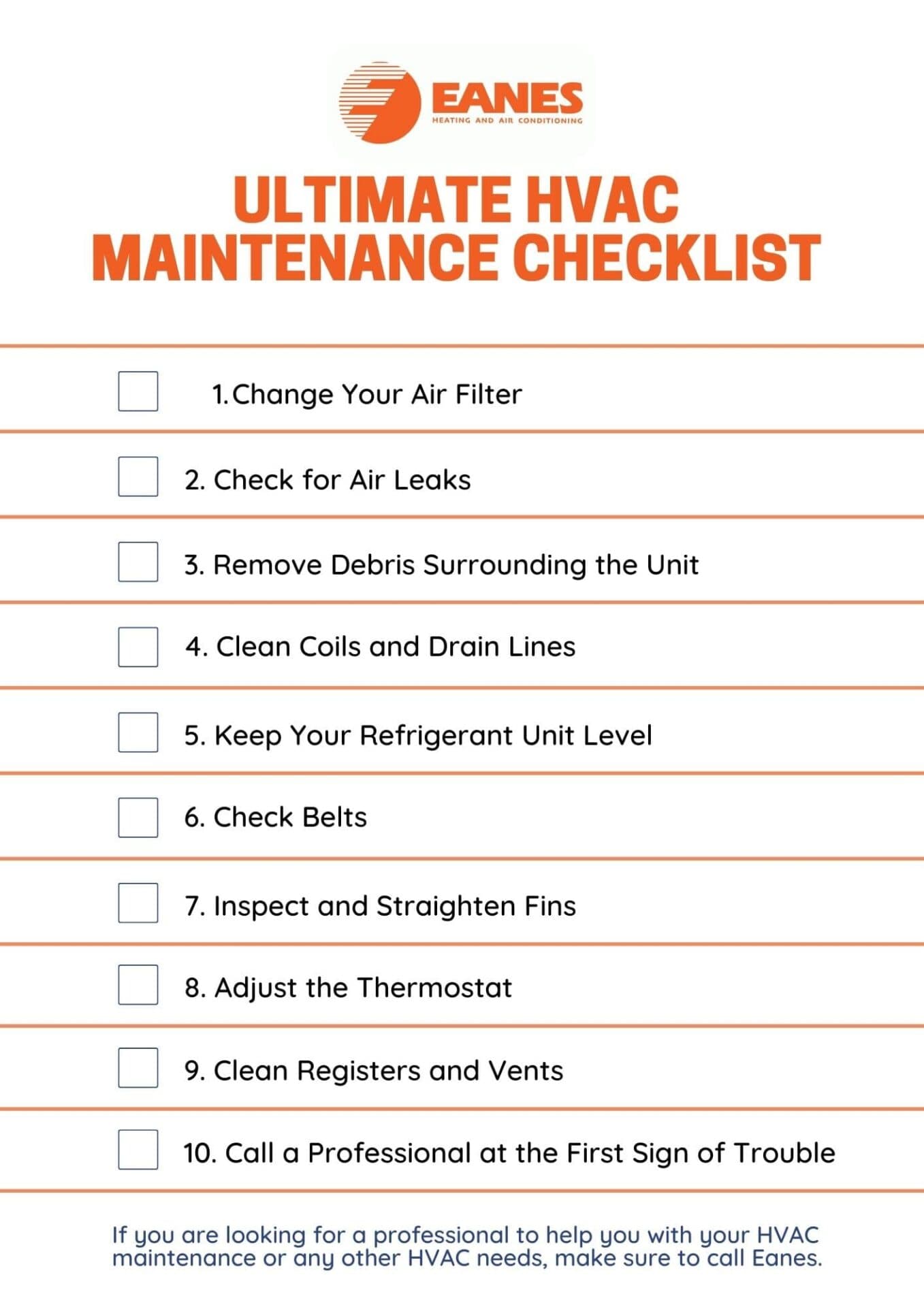 HVAC Maintenance Checklist Infographic